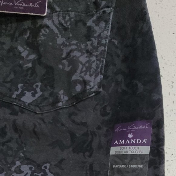 Gloria Vanderbilt Original Slimming Jeans Amanda Black Layered Stencils Denim - Picture 8 of 8